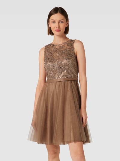 V.M. Cocktailkleid mit Paillettenbesatz Taupe 4