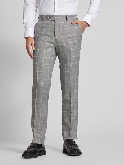 Carl Gross Slim fit pantalon met rasterruit, model 'Shiver-G' Lichtgrijs - 4