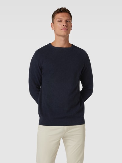 Christian Berg Men Strickpullover mit gerippten Abschlüssen Marine Melange 4