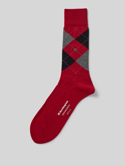 Burlington Socken aus Schurwoll-Mix mit Label-Detail Modell 'Edinburgh' Rot 1