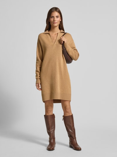 Polo Ralph Lauren Wollen jurk met logostitching Camel - 1