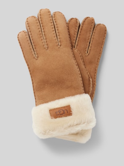 UGG Rękawiczki z kożucha owczego z naszywką z logo Camel 1