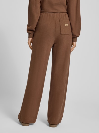 American Vintage Wide leg sweatbroek met elastische band Middenbruin - 5