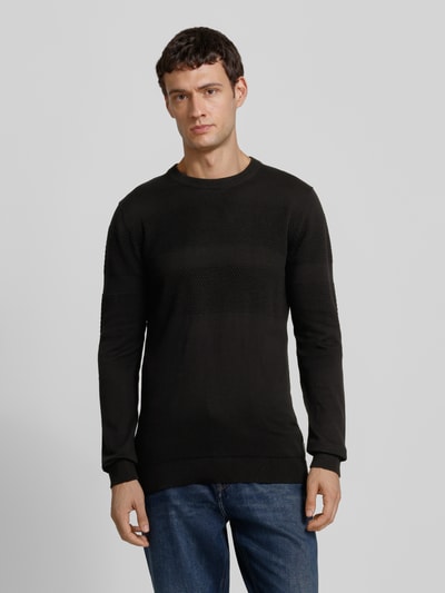Lindbergh Gebreide pullover met ribboorden Zwart - 4