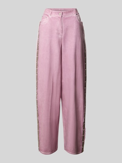 Produktfoto, Wide & Loose Fit Jeans aus reiner Baumwolle Modell 'JEEPER' von Essentiel Antwerp in Hellrosa mit silbernen Details, glatte Textur