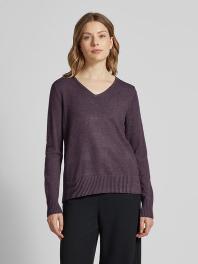 Christian Berg Woman Gebreide pullover met afgeronde V-hals Paars gemêleerd - 4