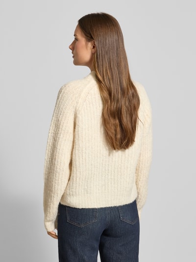 Vero Moda Relaxed fit gebreid jack met wol, model 'CARMEN' Ecru - 5