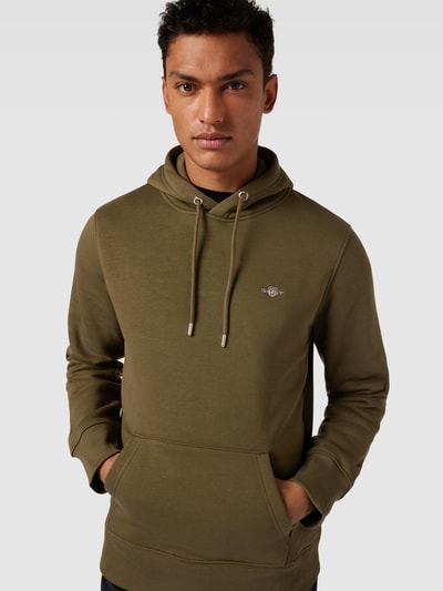 Gant Hoodie mit Label-Stitching Modell 'REG SHIELD' Oliv 3