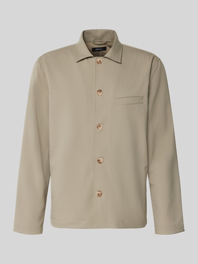 Productfoto, Regular Fit Overshirt met borstpaszak model 'landen' van Matinique in beige, materiaal-mix met viscose, Kent kraag, knoopsluiting