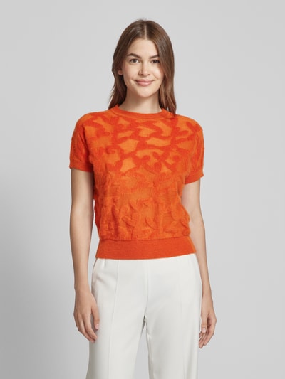 Max Mara Studio Gebreid shirt met structuurmotief, model 'PANTERA' Oranje - 4