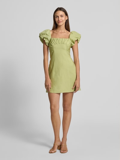 Forever New Cocktailjurk van linnenmix met pofmouwen, model 'Aspen Ruched' Lichtgroen - 1