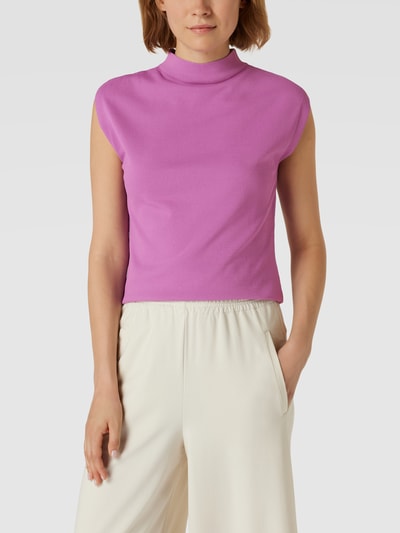 Jake*s Collection Top mit geripptem Rundhalsausschnitt Violett 4