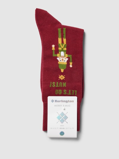 Burlington Socken mit Motiv-Stitching Modell 'NUTTY NUTCRACKER' Bordeaux 3