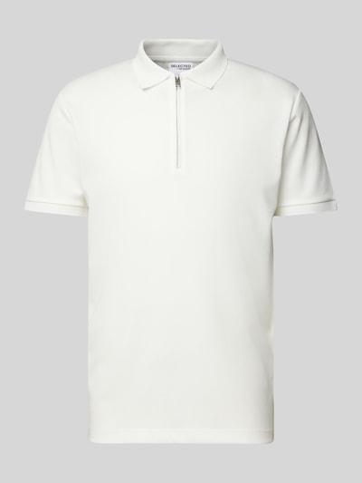 SELECTED HOMME Poloshirt mit kurzem Reißverschluss Modell 'FAVE' Weiss 2