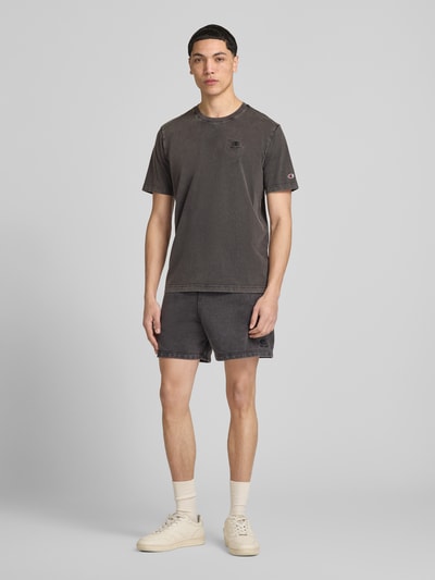 Champion T-shirt z Wyhaftowane logo i Okrągły dekolt Czarny 1