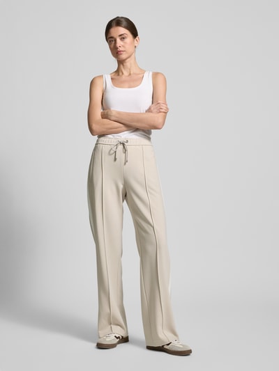 MAC Straight leg stoffen broek met vaste persplooien, model 'Chiara' Beige - 1