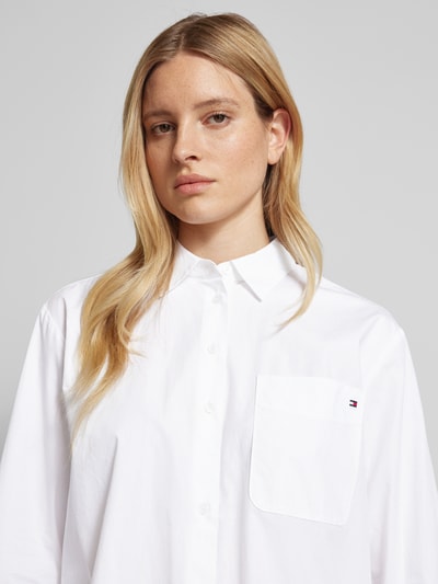 Tommy Hilfiger Easy fit overhemdblouse met logistitching, model 'ESS POPLIN' Wit - 3