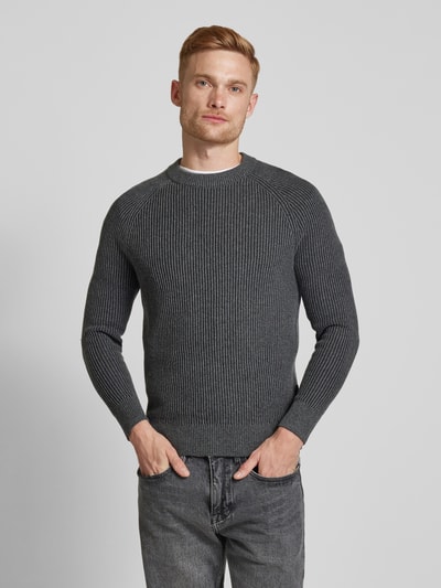 Marc O'Polo Regular Fit Strickpullover mit Bi-Colour-Effekt aus Bio-Baumwoll-Schurwoll-Mix Mittelgrau 4