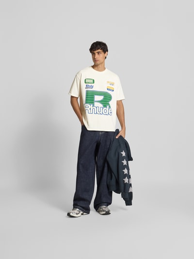 RHUDE Regular Fit T-Shirt mit Logo-Print Offwhite 1