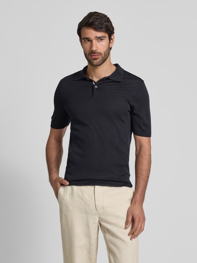 MAERZ Muenchen Regular fit poloshirt met ribboorden Marineblauw - 4
