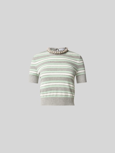 Self-Portrait T-Shirt mit Strasssteinbesatz Mittelgrau 2