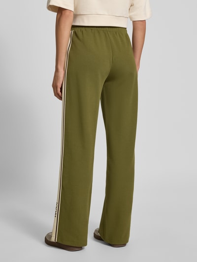 JOOP! Flared fit sweatpants met galonstrepen, model 'Talina' Donkergroen - 5