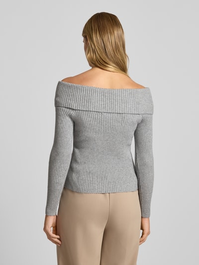 Only Sweter o kroju slim fit z dzianiny z mieszanki wiskozy model ‘KATIA’ Średnioszary melanż 5