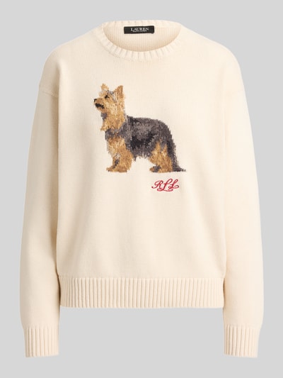 Lauren Ralph Lauren Pullover mit Hundemotiv-Intarsie aus reiner Baumwolle Ecru 2