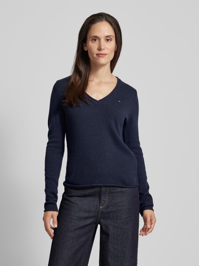 Tommy Hilfiger Pullover mit abgerundetem V-Ausschnitt Modell 'SOFT WOOL' Dunkelblau 4