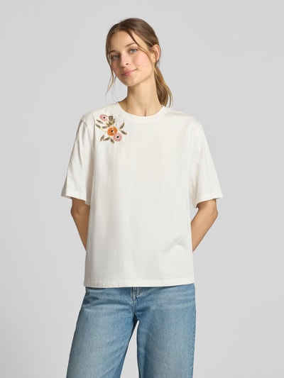 YAS Boxy Fit T-Shirt mit Pailletten Modell 'SANNIA' Weiss 4