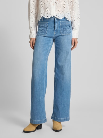 Cambio Wide Leg Jeans mit aufgesetzten Taschen Modell 'ADA' Hellblau 4