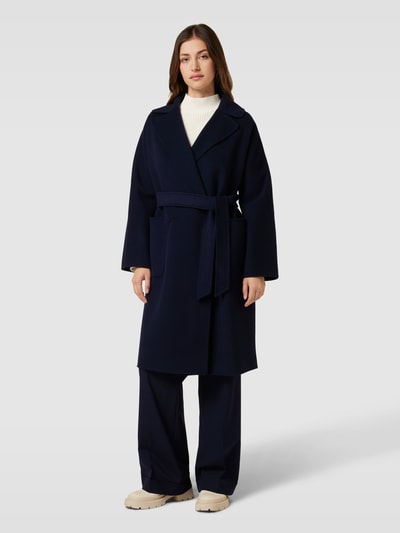 Weekend Max Mara Lange jas van wol met strikceintuur, model 'ROVO' Marineblauw - 4