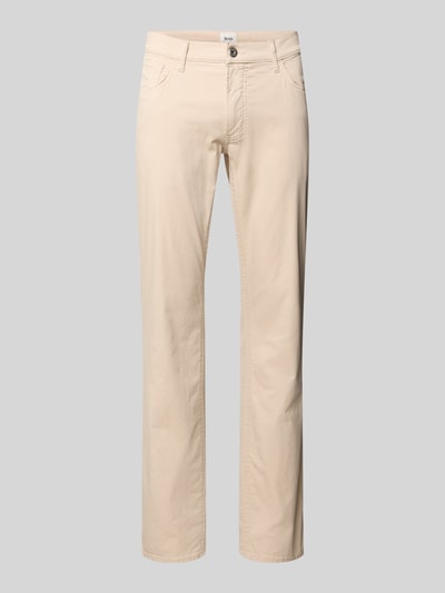 Produktfoto, beżowa Hose mit Eingrifftaschen Modell 'Chuck' von Brax, bawełniany miks z domieszką lyocellu, krój slim fit, szerokość w rozmiarze 32/32: 43 cm, długość nogawki wewnętrznej w rozmiarze 32/32: 81 cm