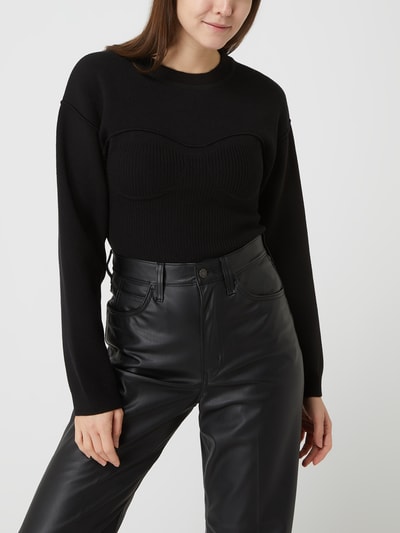 Mango Cropped Pullover aus Viskosemischung Modell 'Gabi' Black 4