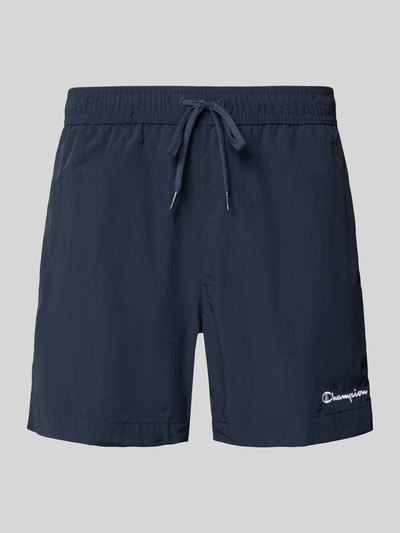 Produktfoto, Badehose mit elastischem Bund und Label-Stitching von CHAMPION in Dunkelblau, Regular Fit, Tunnelzug, glatte Textur