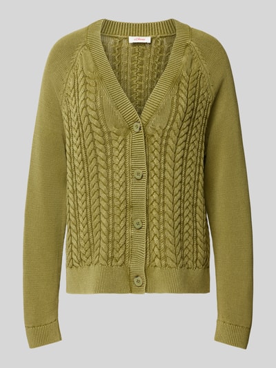 s.Oliver RED LABEL Strickjacke mit Zopfmuster Khaki 2