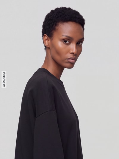 Jake*s Casual Sweatshirt mit überschnittenen Ärmeln Black 3