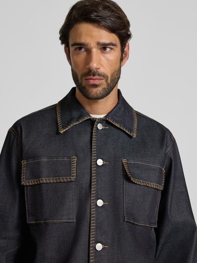 Don´t Waste Culture Regular Fit Jeanshemd mit Pattentaschen Modell 'Malis' Dunkelblau 3