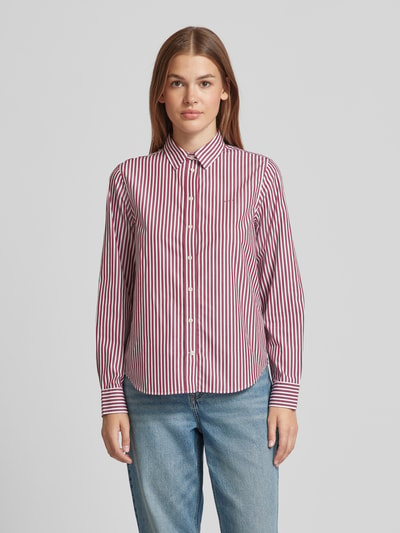 Gant Overhemdblouse met labelstitching Bordeaux - 4