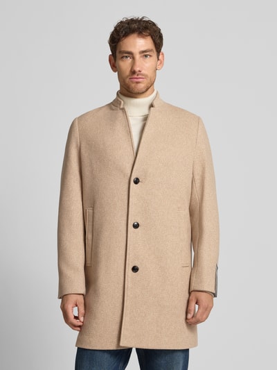 Tom Tailor Denim Regular fit wollen lange jas met all-over motief  Beige - 4