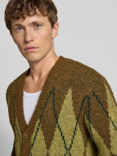 JAKE*S STUDIO MEN Strickjacke mit V-Ausschnitt Mittelbraun 3