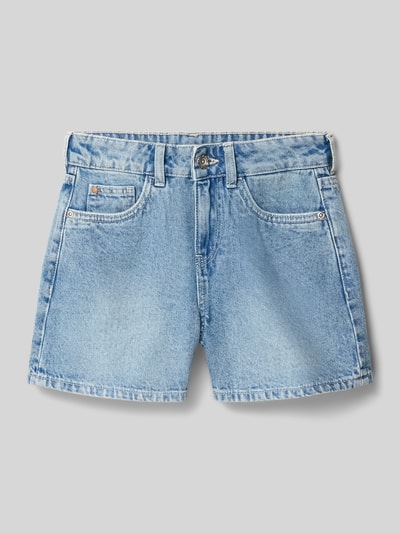 Produktfoto, Regular Fit Shorts mit Logo-Patch von Garcia aus Reine Baumwolle, 5-Pocket-Design, Knopf-Reißverschluss, Kinder Shorts, blaue Denimstruktur