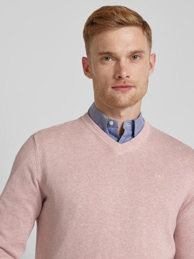 Tom Tailor Regular fit gebreide pullover met V-hals Roze - 3