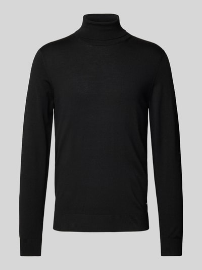 JOOP! Collection Sweter z wywijanym kołnierzem z wełny merino model ‘Donte’ Czarny 2