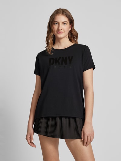 DKNY PERFORMANCE T-shirt z nadrukiem z logo Czarny 4