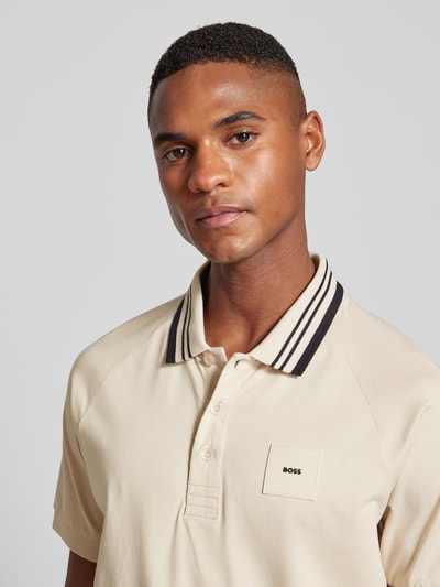 BOSS Green Regular fit poloshirt met labelbadge, model 'Paddy' Beige - 3