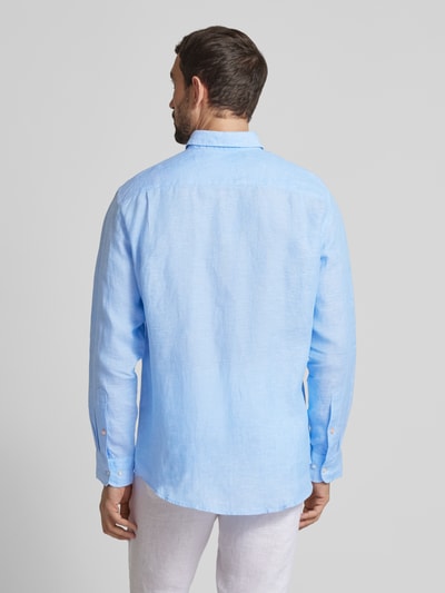 Christian Berg Men Regular fit linnen overhemd met button-downkraag Bleu - 5