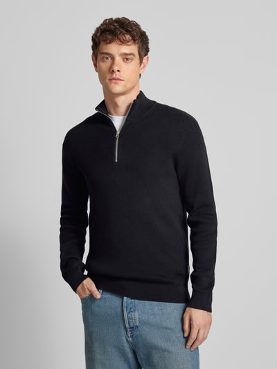 Only & Sons Regular fit gebreide pullover met opstaande kraag, model 'PHIL' Donkerblauw - 4