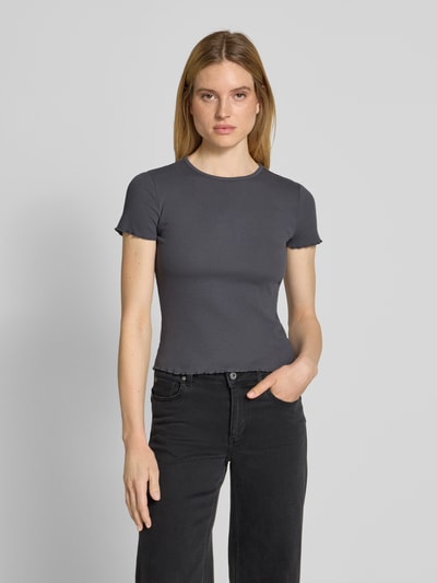 Jake*s Casual T-shirt z falistym dołem Ciemnoszary 4