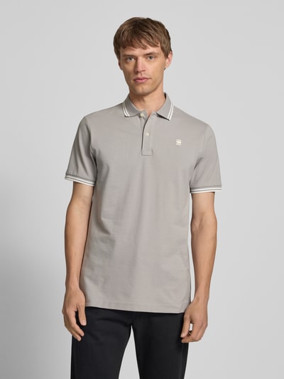 G-Star Raw Slim fit poloshirt met labelstitching, model 'Dunda' Lichtgrijs - 4